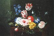 Assiette de fleurs posee sur un entablement Jan van den Hecke